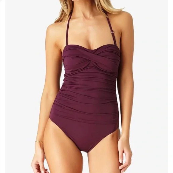 NWT Anne Cole Twist-Front Bandeau One-Piece Swimsuit - Picture 2 of 3